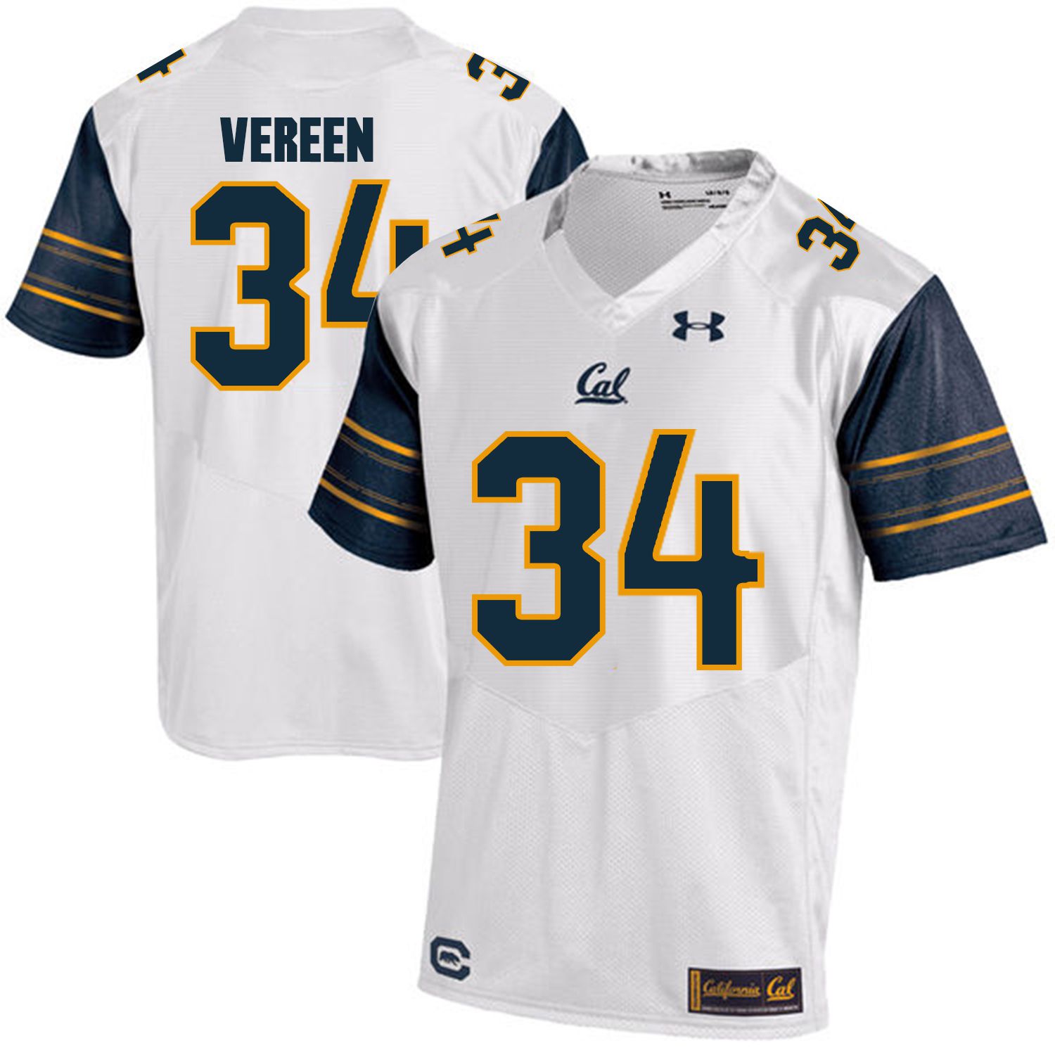 Men California Golden Bears 34 Shane Vereen White Customized NCAA Jerseys1